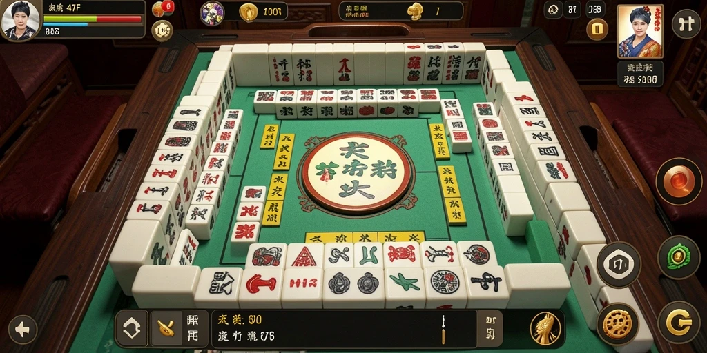 Screenshot gameplay 47F menunjukkan suasana permainan Mahjong yang menarik.