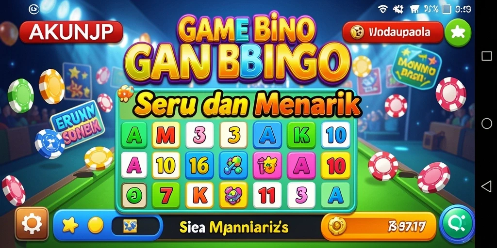 Tampilan gameplay seru di AKUNJP dengan suasana Bingo yang penuh warna.