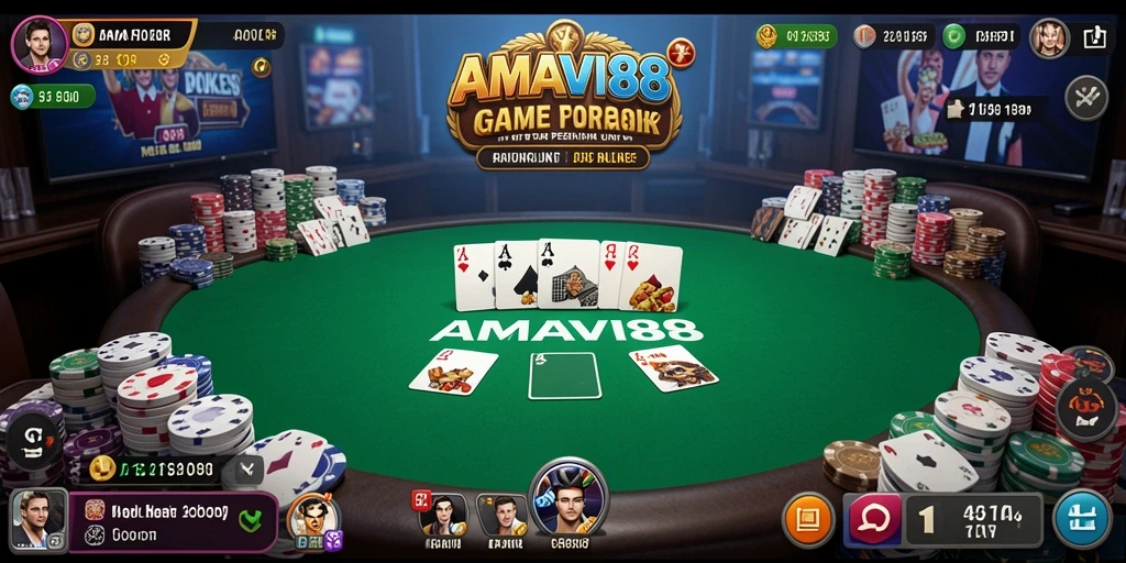 Tampilan gameplay seru dari AMAVI88 dengan interaksi pemain Poker.