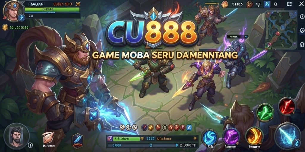 Tampilan screenshot yang menunjukkan aksi intens dalam gameplay MOBA.