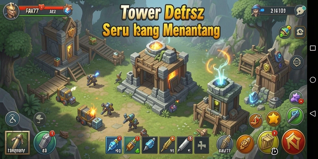 Tampilan menegangkan dari gameplay FAV77 Tower Defense.