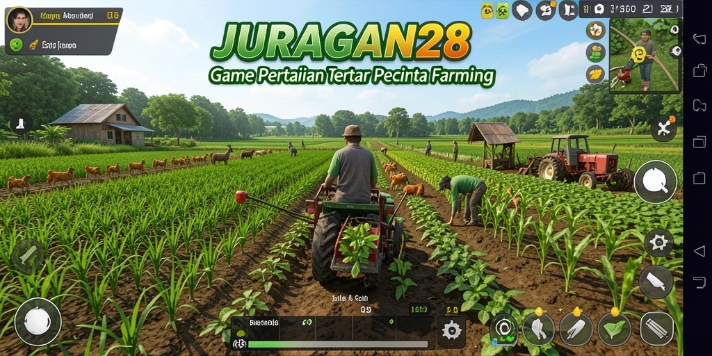 Gameplay mendalam di JURAGAN28 yang menampilkan aktivitas pertanian.