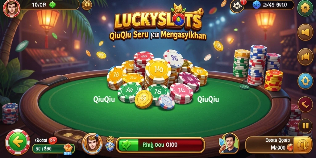 Tangkapan layar LUCKYSLOTS menunjukkan gameplay QiuQiu yang seru dan interaktif.