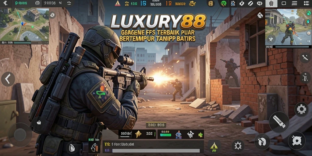 Tangkapan layar utama LUXURY88 menampilkan pertempuran FPS yang mengasyikkan.