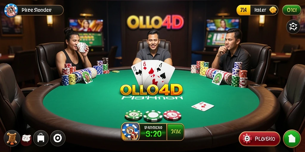 Screenshot permainan OLLO4D menunjukkan aksi Poker yang mendebarkan.