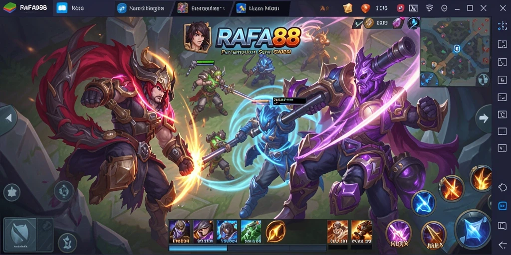 Tampilan menarik dari gameplay seru di RAFA88 MOBA.