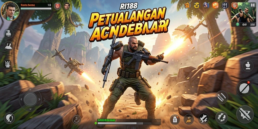 Tampilan mendebarkan gameplay RI188 yang penuh aksi.