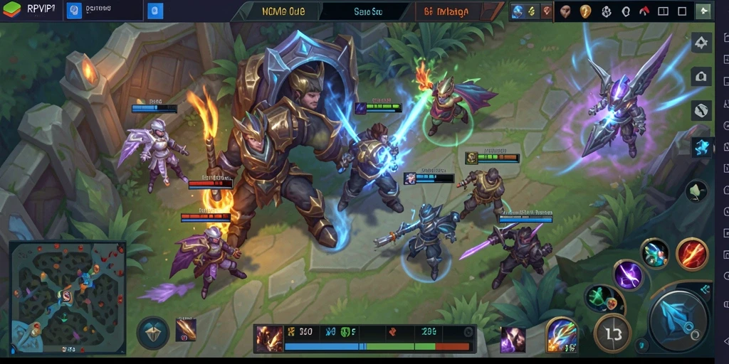 Screenshot menunjukkan aksi intense dalam permainan MOBA RPVIP1.