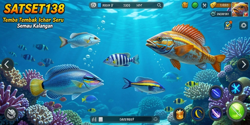 Tampilan menarik dari gameplay Tembak Ikan SATSET138.
