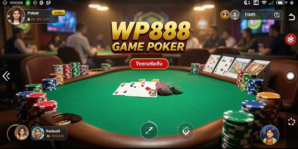Screenshot WP888 menampilkan gameplay Poker yang seru dan mendebarkan.