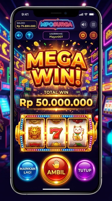 Tampilan utama aplikasi mposurga dengan navigasi yang jelas.